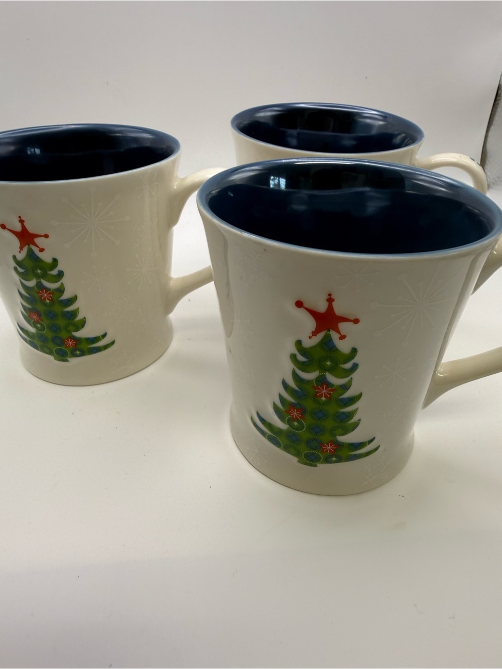 3 Starbucks 2006 Holiday Ceramic Mug with Christmas Tree